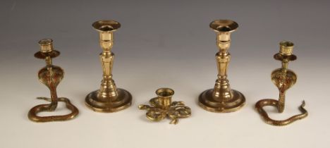 A collection of brass, 20th century and later, to include: a charger of large proportions, decorated