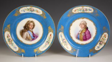 A Sevres porcelain cabinet plate, mid 19th century circa 1870, outside decorated with a bust-length