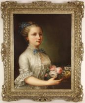 Follower of Francois Boucher (French, 1703–1770), Portrait of a young lady holding a basket of