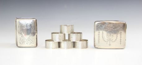 A set of six George V silver napkin rings, Trevit & Sons, Chester 1923, of circular form with engine