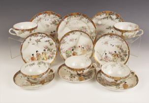 A Japanese Kutani porcelain tea service, 20th century, comprising; twelve teacups, twelve saucers,