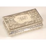A Victorian silver box, Taylor and Perry, Birmingham 1845, the hinged cover with engraved floral