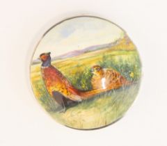 A silver trinket dish, Hansford & Ainsworth, Birmingham 1998, the circular hinged cover with painted
