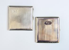 A George V silver cigarette case, Joseph Gloster, Birmingham 1927, of square shape with engine