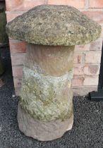 A sandstone staddle stone, of mushroom form, 64cm high