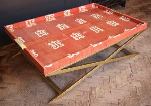 An Oka 'Sulamani' tray top kilim coffee table, early 21st century, the galleried rectangular top