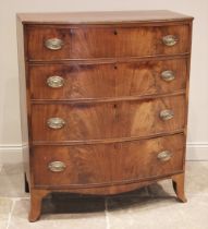 A mahogany bowfront chest of drawers, early 19th century, the crossbanded top with a reeded edge