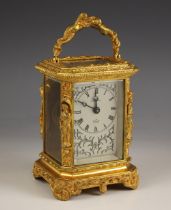 An Elliott gilt metal carriage timepiece, late 20th century, retailed by Batty of Manchester, the