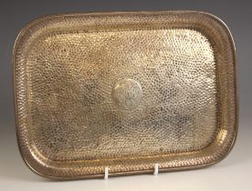 A George V silver dressing table tray, William Hutton & Sons Ltd, Birmingham 1911, the rectangular