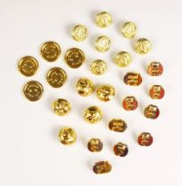 A selection of designer fashion buttons, including a set of five 'Celine sport' buttons, 2cm