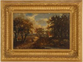 English school (19th century), 'Near Wisbeach [sic], Cambridgeshire', Oil on panel, Unsigned, titled