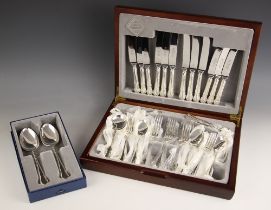 A canteen of silver plated Dubarry pattern flatware, the six person cutlery comprising teaspoons,