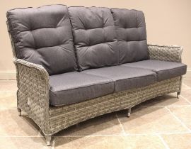 A Hartman patio/conservatory woven resin reclining three seater sofa, constructed on an aluminium