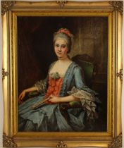 French school (19th century), A half length portrait of a seated lady wearing a late 18th century