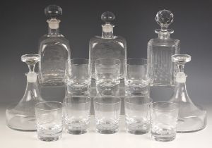 A set of eight Dartington style crystal whiskey tumblers, 20th century, each with bubble to the