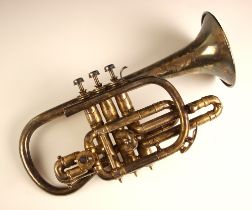 A Hawkes & Son 'The Clippertone Excelsior Sonorous Class A' cornet, serial number 30004, lacking