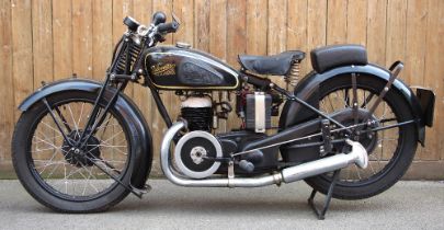 A 1937 Velocette 250cc GTP twin port two stroke, registration number LVS 587, frame number GB6089,