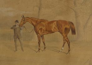 English school (late 19th century), An equine study, Watercolour on paper, Signed 'L Temple copy'