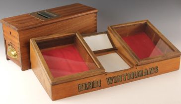 A Henri Wintermans counter top cigar display case, early 20th century, with four glazed compartments