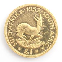 A South African £1 coin, with George VI to reverse 'Georgivs Sextvs Rex' 8gms