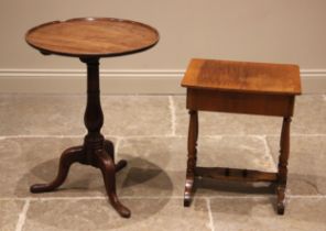 A George III mahogany tray top tripod table, the circular top with a raised moulded rim upon an