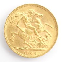 An Edward VII full sovereign, dated 1906, 8gms