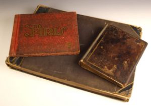 A large format photograph album, late 19th/early 20th century, depicting topographical,