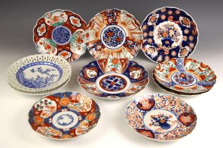 A collection of Japanese Imari porcelain plates, Meiji Period (1868-1912), each of circular