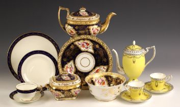 A collection of tea wares, 19th century and later, comprising: a Coalport porcelain teapot and