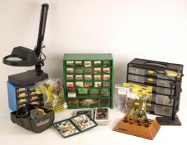 A collection of fishing flies to five cases, with a selection of fly tying equipment, to include