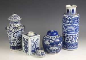 A selection of Chinese blue and white porcelain, 18th century and later, comprising; an 18th century