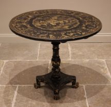 A black lacquered chinoiserie pedestal table, late 19th/early 20th century, signed 'Charles Elson'