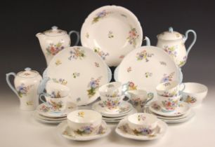 A collection of Shelley porcelain tea wares, 20th century, in the 'Wild Flowers' pattern,