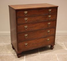A late George III mahogany straight front secretaire chest of drawers, the rectangular top with a