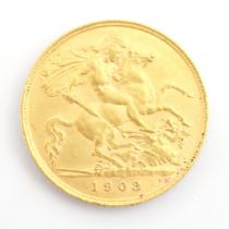 An Edward VII half sovereign, dated 1908, 4gms