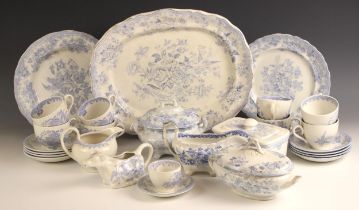 A collection of blue and white transferware in the 'Asiatic Pheasants' pattern, late 19th century,