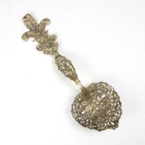 A 20th century Tiffany sterling silver gilt spoon, the Prince of Wales feathers above an openwork