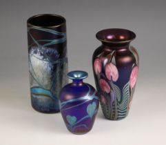 An Okra vase, 20th century, in the 'Merlin's Webb' pattern, 17cm high, with a further Okra vase,