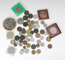 A collection of coins, English & European coins and medallions including a Netherlands 1945