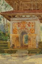 English school (19th century), Entrance to the Buddhist High School, Kandy, Sri Lanka, Watercolour