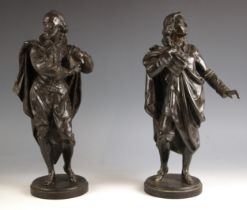 After Philippe Poitevin (French, 1831-1907), two black painted spelter figures, 20th century, one