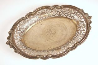 An Edwardian silver dish, Charles Horner, Birmingham 1904, the florally pierced gallery with