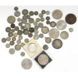 A collection of English and foreign coins, to include a Russian 1833 10 kopek and an 1887 Queen