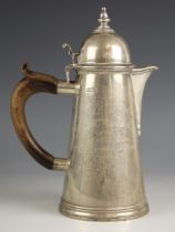 A George V silver coffee pot, Goldsmiths and Silversmiths company, London 1916, of cylindrical