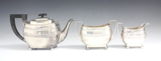 A George V silver three piece tea service, Harrison Brothers and Howson, Sheffield 1927,
