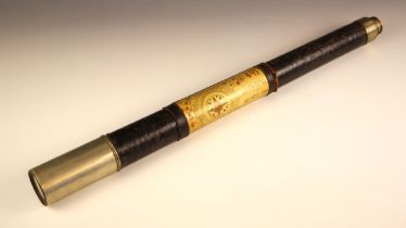 A Dolland London single drawer telescope, late 18th/early 19th century, the body leather bound,