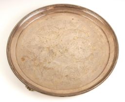 A Victorian silver salver, Elkington and Co, Birmingham 1862, the beaded rim with florally