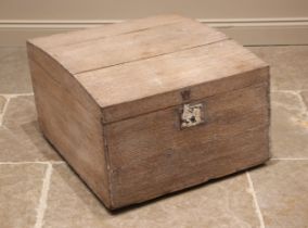 A 19th century oak carriage box or storage box,