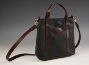 A Mulberry scotch grain black leather handbag, with brown trim, detachable cross body strap, gold