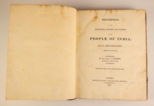 Dubois (J. A.), DESCRIPTION OF THE CHARACTER, MANNERS, AND CUSTOMS OF THE PEOPLE OF INDIA; AND OF